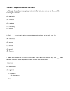 Sentence Completion Practice Worksheet