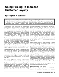 Using Pricing To Increase Customer Loyalty