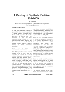 A Century of Synthetic Fertilizer: 1909-2009