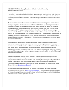 MS ASSISTANTSHIP in the Biology Department at Western