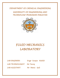 fluid mechanics laboratory - University of Engineering & Technology
