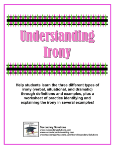 Help students learn the three different types of irony (verbal