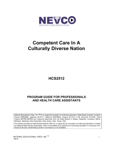 Competent Care In A Culturally Diverse Nation HCS2512
