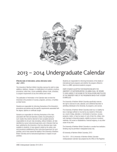 2013 – 2014 Undergraduate Calendar