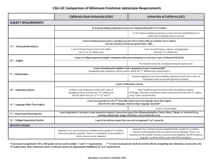 UC-CSU Comparison of Minimum Eligibility Requirements for