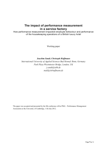 The impact of performance measurement in a service factory