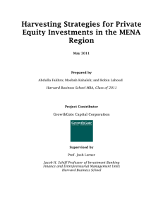 Harvesting Strategies for Private Equity Investments in the MENA
