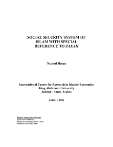 Social Security System OF Islam With Special Reference To Zakat