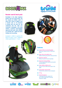 Booster seat & back pack Features