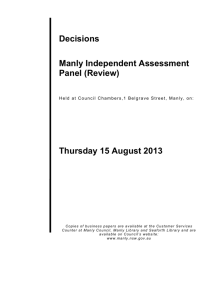 Decisions Manly Independent Assessment Panel
