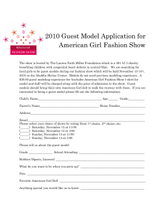 2010 Guest Model Application for American Girl Fashion Show