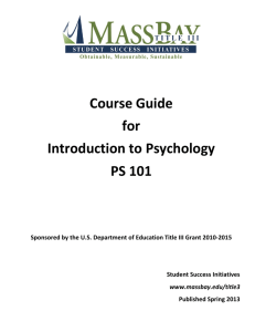 Course Guide for Introduction to Psychology PS 101