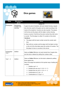 Dice games - Curriculum Support