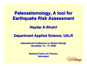 Paleoseismology, A tool for Earthquake Risk Assessment