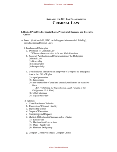 2011 bar examination coverage - criminal law
