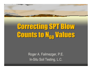 CORRECTING SPT BLOW COUNTS TO N60 VALUES - In