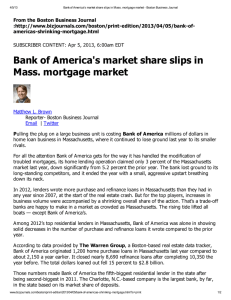 Bank of America's market share slips in Mass. mortgage market