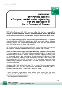 BNP Paribas becomes a European market leader in factoring with