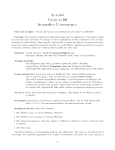 Economics 101 Intermediate Microeconomics