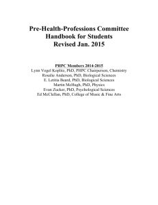 Pre - Health handbook - College of Arts and Sciences