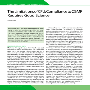 The limitations of CFU: Compliance to CGMP requires