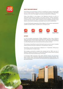 ABOUT SIME DARBY BERHAD Sime Darby was incorporated in