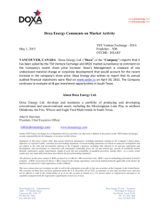 Doxa Energy Comments on Market Activity