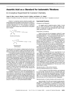 Ascorbic Acid as a Standard for Iodometric Titrations. An Analytical