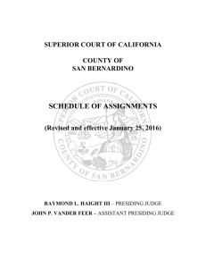 Schedule of Assignments - Superior Court of California, San