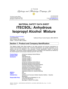 msds: itecsol™ - anhydrous isopropyl alcohol mixture