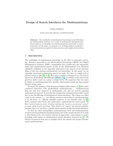 Design of Search Interfaces for Mathematicians - CEUR