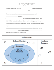 Pre-Algebra Unit 1: Number Sense Learning Target 3 Guided Notes