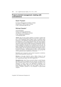 Project-oriented management: dealing with contracidtions
