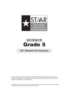 SCIENCE Grade 5 2011 Released Test Questions