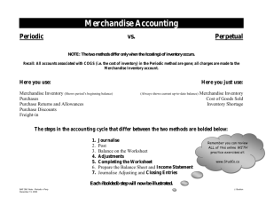 Periodic vs. Perpetual Merchandise Methods ()