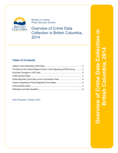 Overview of Crime Data Colleciton in BC 2014 Victimization
