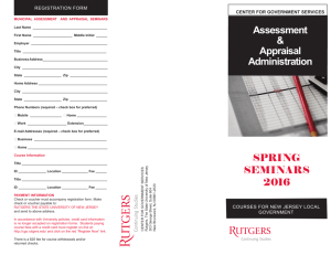 Assessment & Appraisal Administration SPRING SEMINARS 2016
