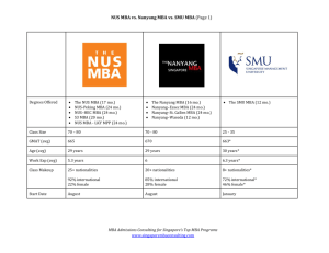 NUS MBA vs. Nanyang MBA vs. SMU MBA