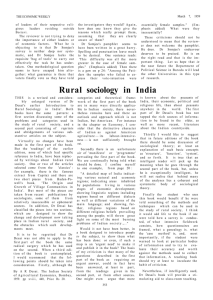 Rural sociology in India - Economic and Political Weekly