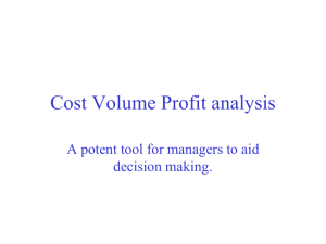 Cost Volume Profit analysis