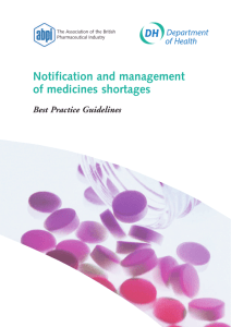 Notification and management of medicines shortages, best practice