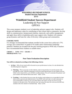 Widdifield Student Success Department Leadership & Peer Support