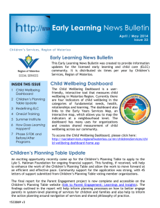 Early Learning News Bulletin - Region of Waterloo Social Services