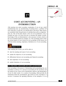 COST ACCOUNTING : AN INTRODUCTION