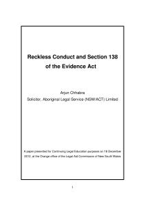 Reckless Conduct and Section 138 of the
