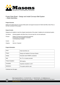 Project Data Sheet – Design and Install Conveyor Belt System