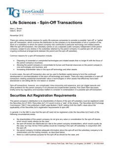 Life Sciences - Spin-Off Transactions