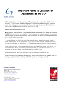 Important Points To Consider For Applications to the USA