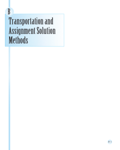 Transportation and Assignment Solution Methods