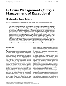 Is Crisis Management (Only) a Management of Exceptions?